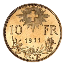Pièce d’or 10 Francs Vreneli — Revers, 10 francs, 1911