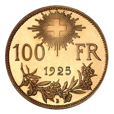 Pièce d’or 100 Francs Vreneli — Revers, 100 francs, 1925