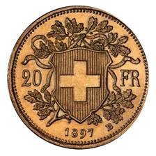 Pièce d’or 20 Francs Suisse (Vreneli) — Revers, 20 francs, 1897