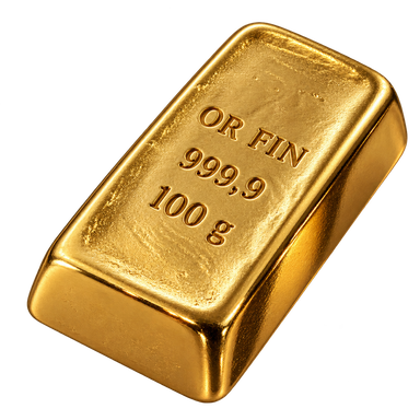 Illustration réaliste d’un lingot d’or de 100 g