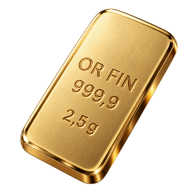 Illustration réaliste d’un lingot d’or de 2,5 g