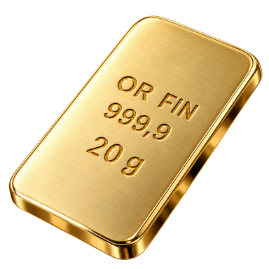Illustration réaliste d’un lingot d’or de 20 g