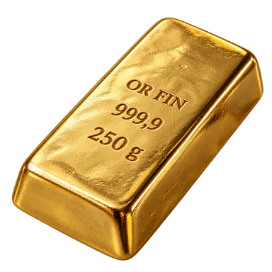 Illustration réaliste d’un lingot d’or de 250 g