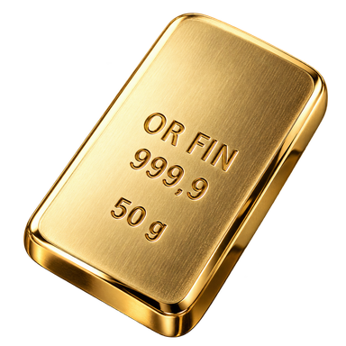 Illustration réaliste d’un lingot d’or de 50 g